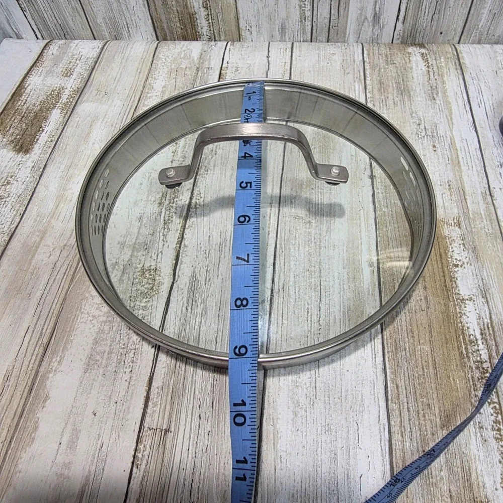 10 Inch Tempered Glass Straining Lid Stainless Steel Rim Riveted Handle 1081219